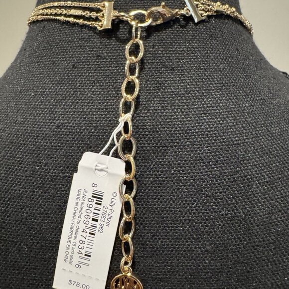 Lilly Pulitzer Goldtone Starfish Blowfish Charm 3 Chain Layered Necklace NEW - Picture 12 of 14